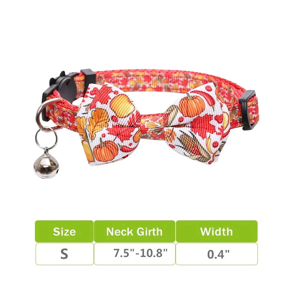 Turkeys and Pumpkins Thanksgiving Breakaway Cat Collar