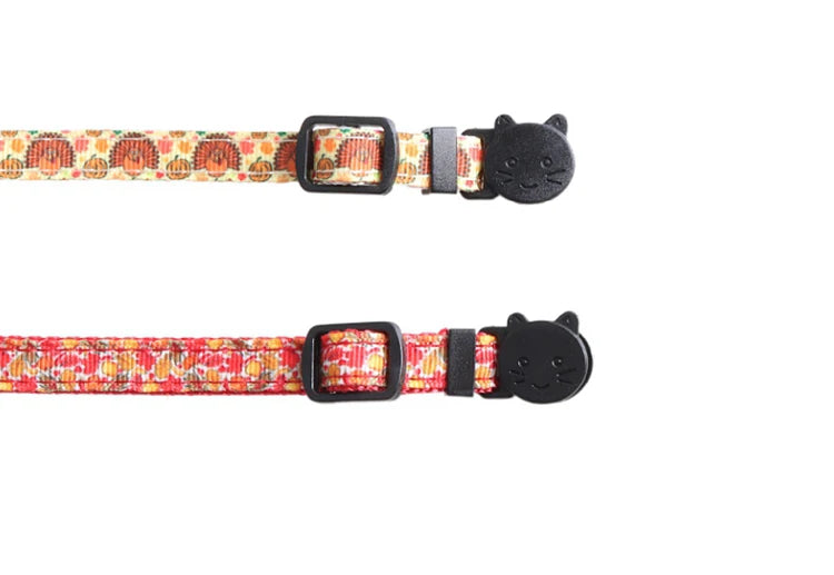 Turkeys and Pumpkins Thanksgiving Breakaway Cat Collar