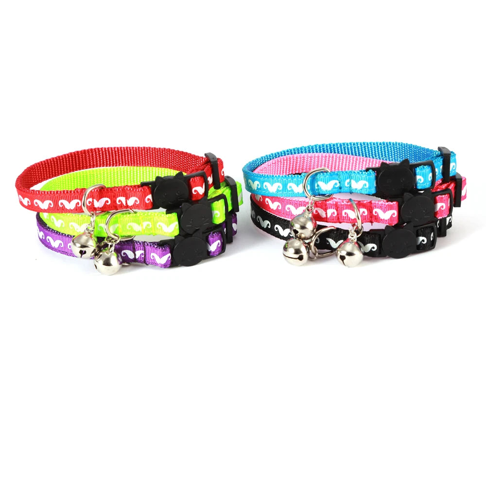 Reflective Cat Collar Adjustable Safety Buckle Kitten Breakaway Cats Collar with Bell Pets Accessories