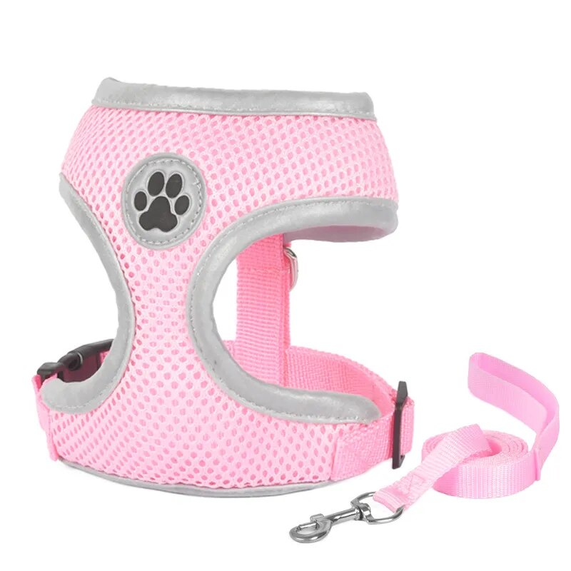 Soothing Pink Reflective Harness and Leash Set