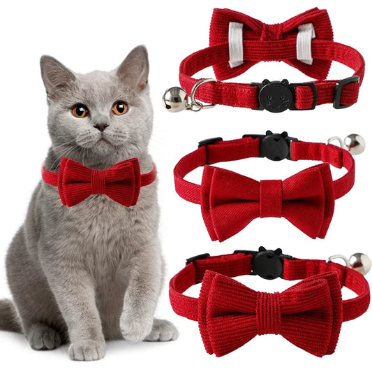 Red Velveteen Breakaway Bow Tie Collar