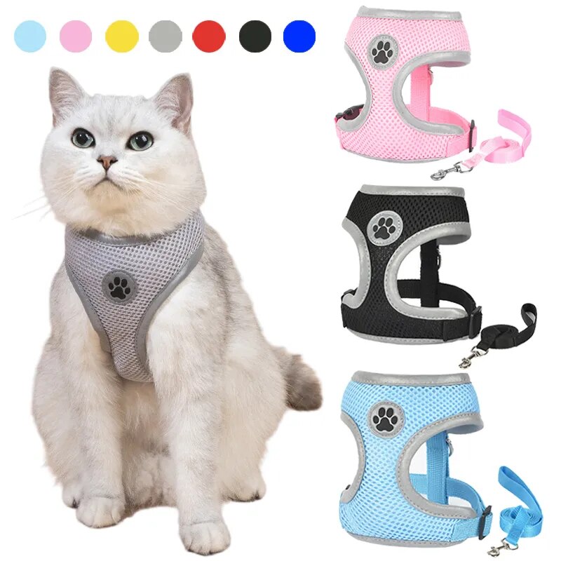 Cloudy Grey Reflective Harness and Leash Set