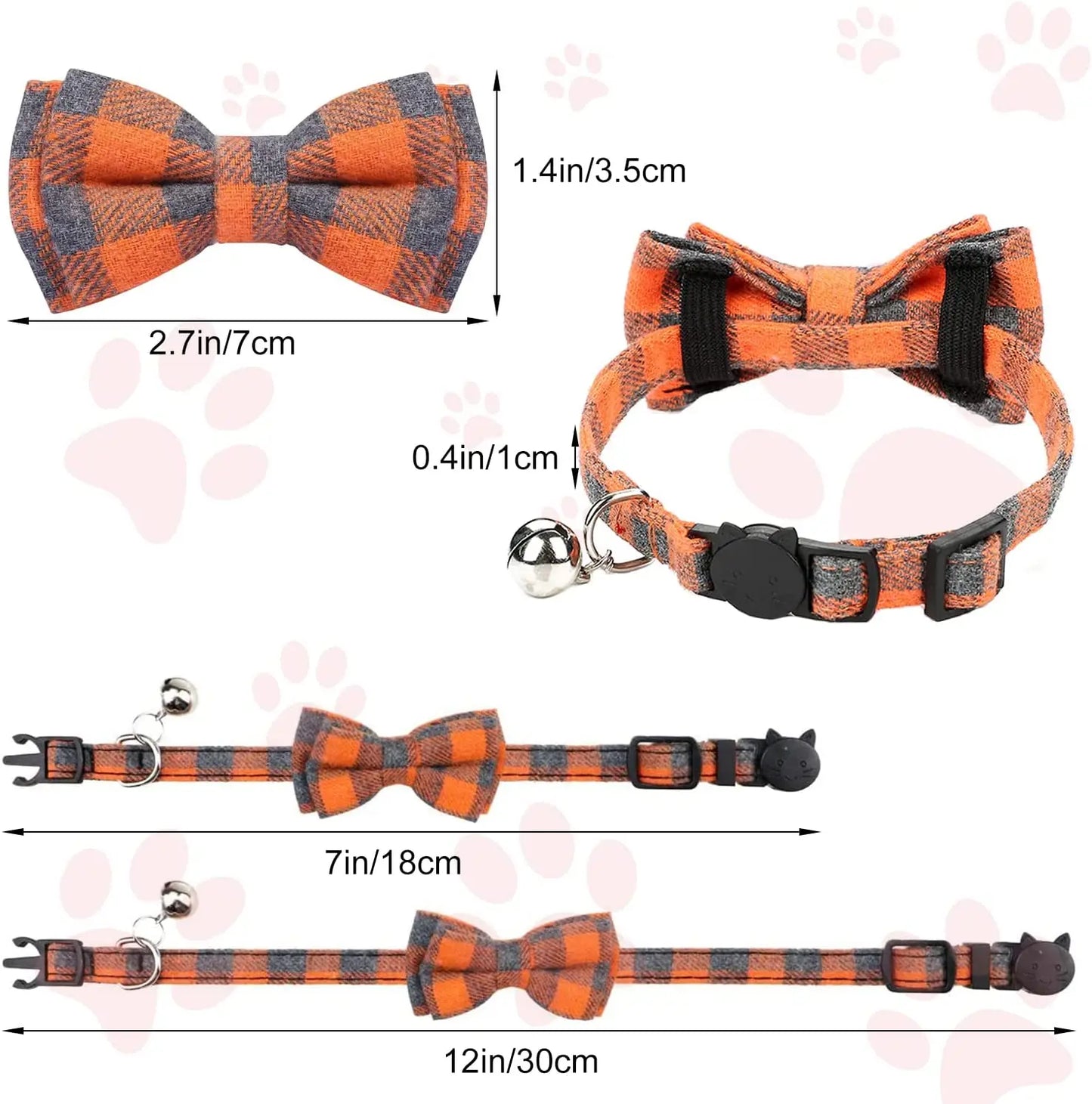 Scottish Plaid Breakaway Bow Tie Collar w/ Bell