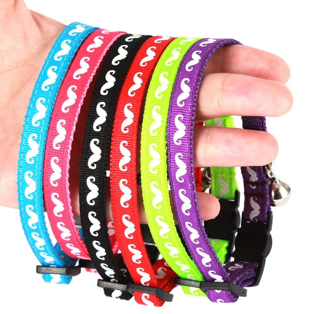 Reflective Cat Collar Adjustable Safety Buckle Kitten Breakaway Cats Collar with Bell Pets Accessories