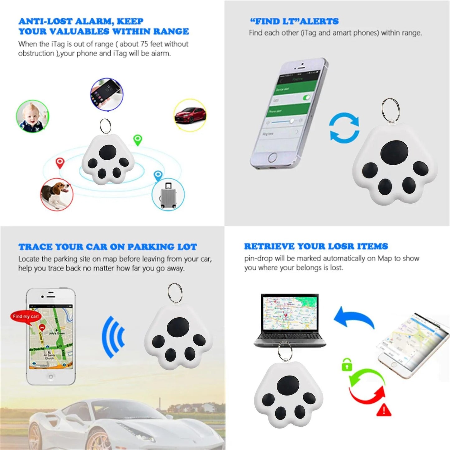 Pawprint Mini GPS Tracker Wireless Bluetooth-compatible