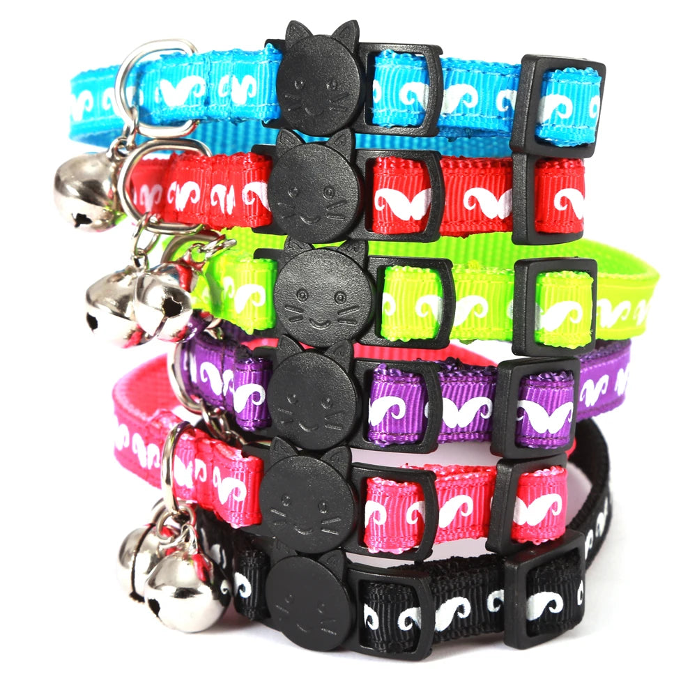 Reflective Cat Collar Adjustable Safety Buckle Kitten Breakaway Cats Collar with Bell Pets Accessories