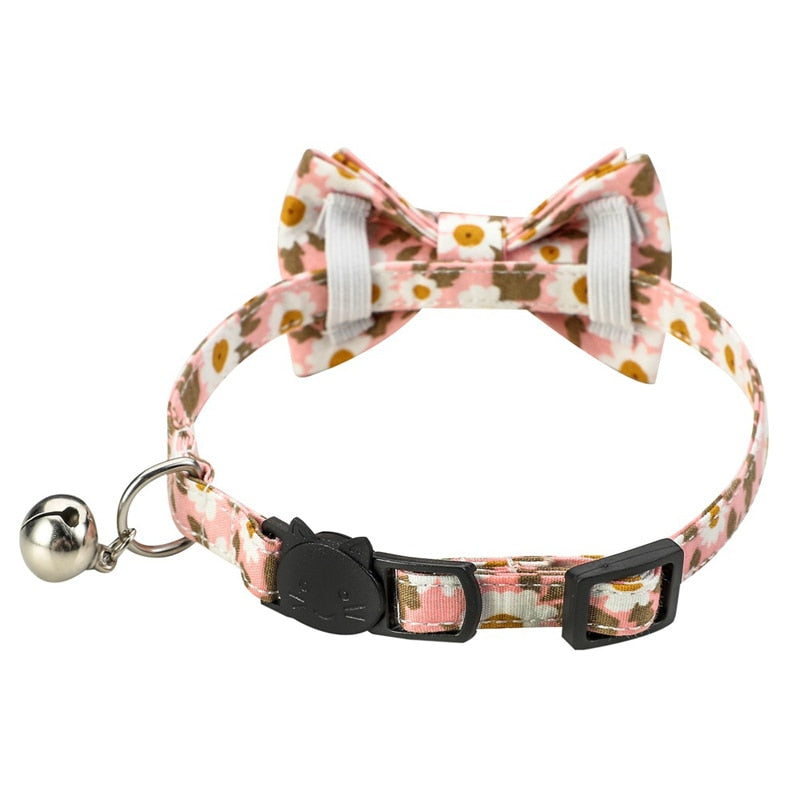 Flower Power Bandana and Bowtie Cat Collar