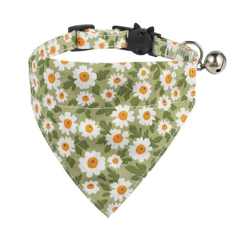 Flower Power Bandana and Bowtie Cat Collar