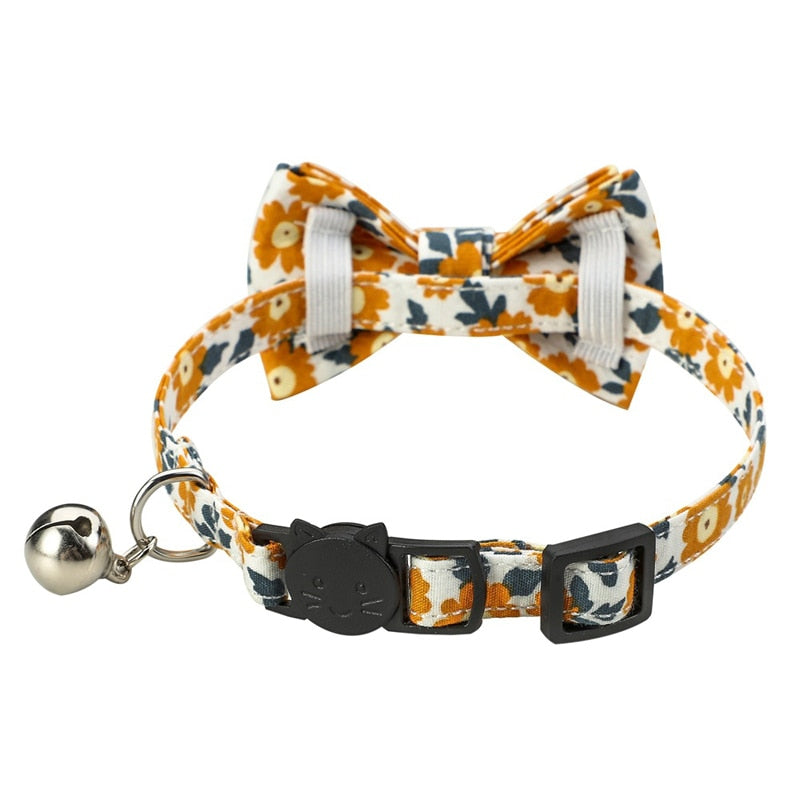 Flower Power Bandana and Bowtie Cat Collar