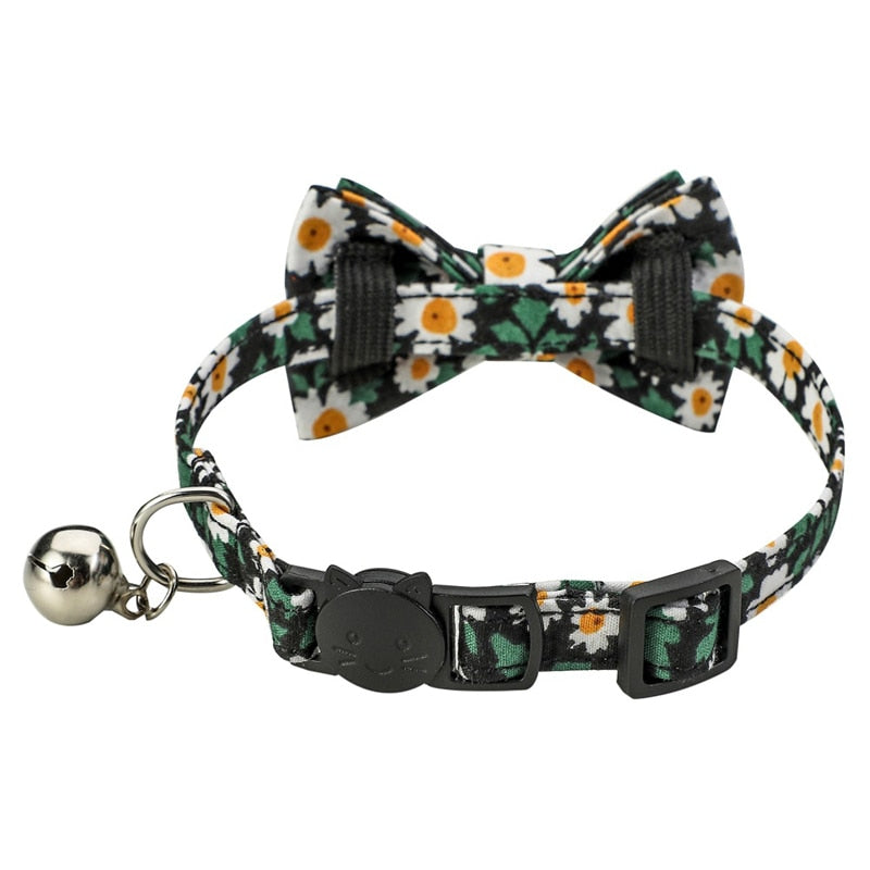 Flower Power Bandana and Bowtie Cat Collar