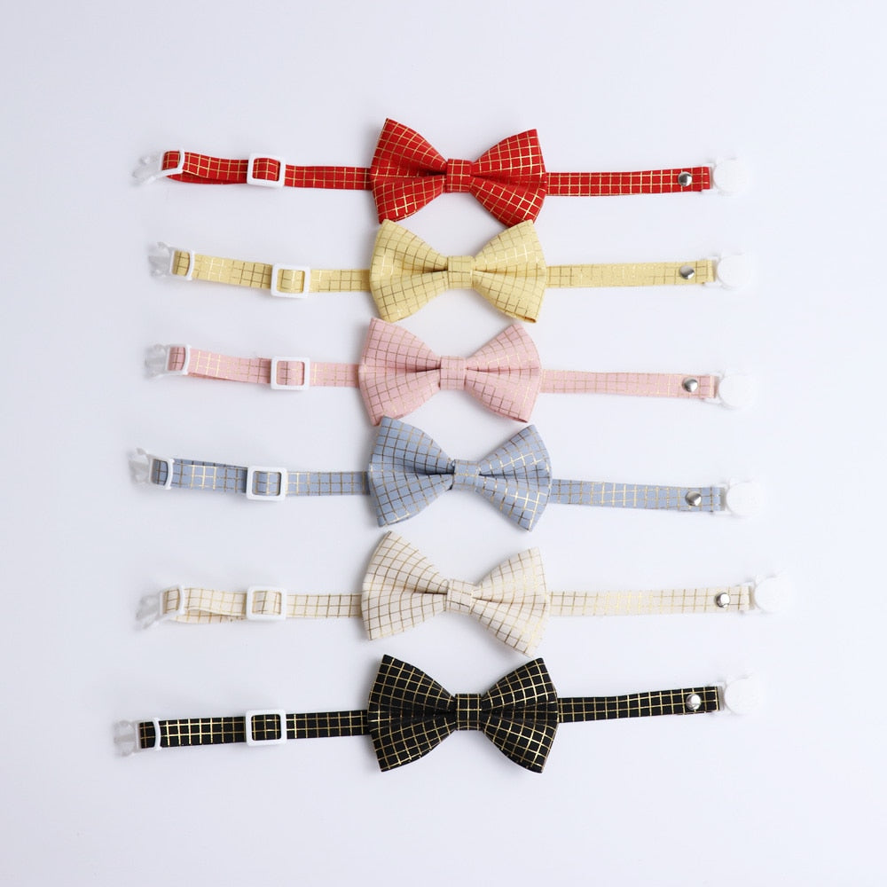 Seasonally Stylish Reflective Plaid Bowknot and Tie Cat Collar