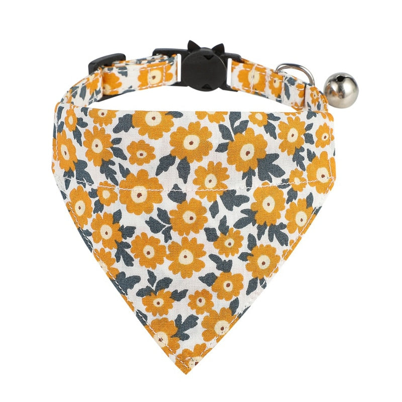 Flower Power Bandana and Bowtie Cat Collar