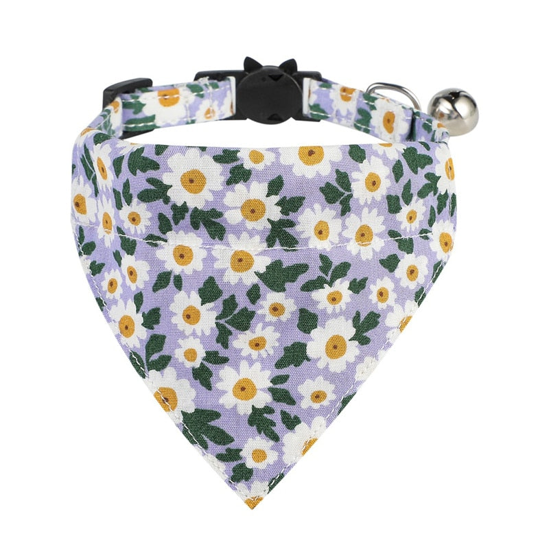 Flower Power Bandana and Bowtie Cat Collar