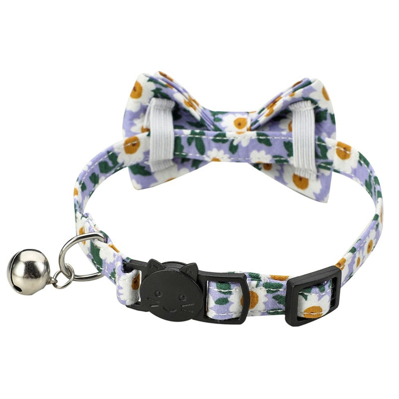 Flower Power Bandana and Bowtie Cat Collar