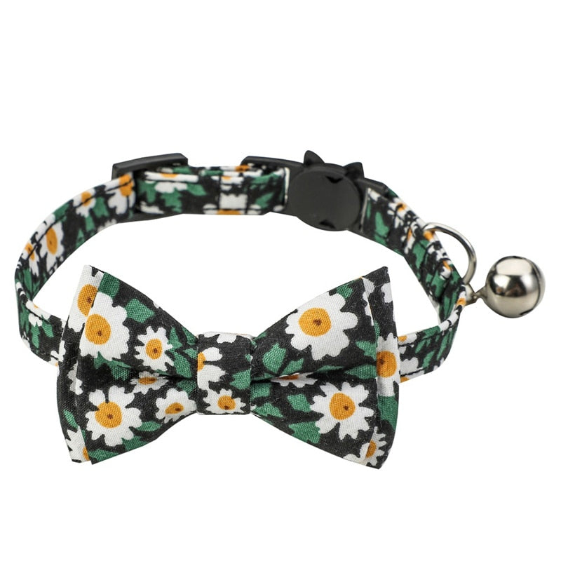 Flower Power Bandana and Bowtie Cat Collar