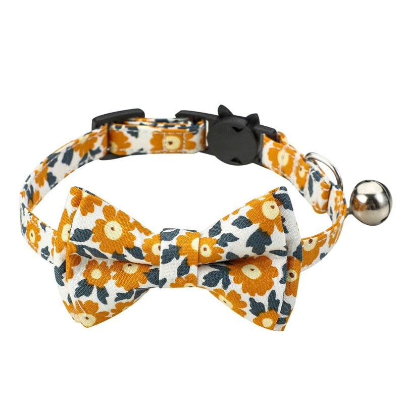 Flower Power Bandana and Bowtie Cat Collar