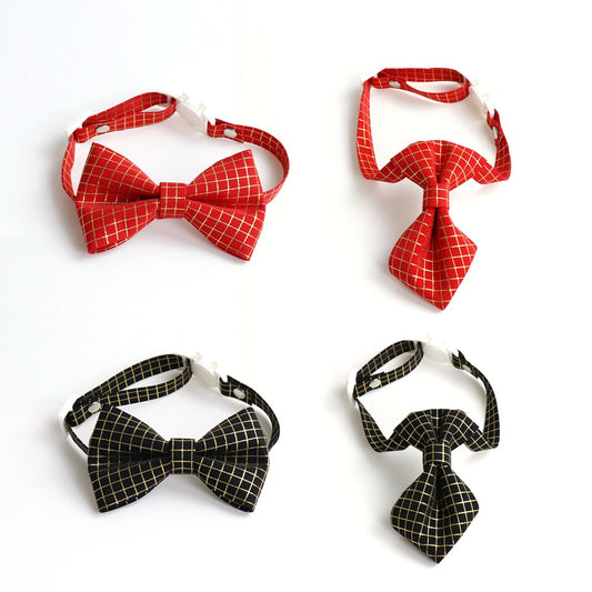 Seasonally Stylish Reflective Plaid Bowknot and Tie Cat Collar