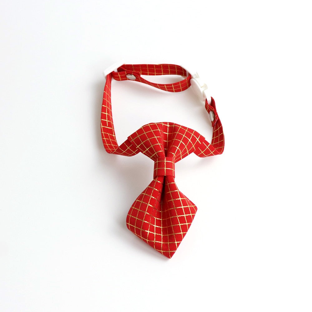 Seasonally Stylish Reflective Plaid Bowknot and Tie Cat Collar