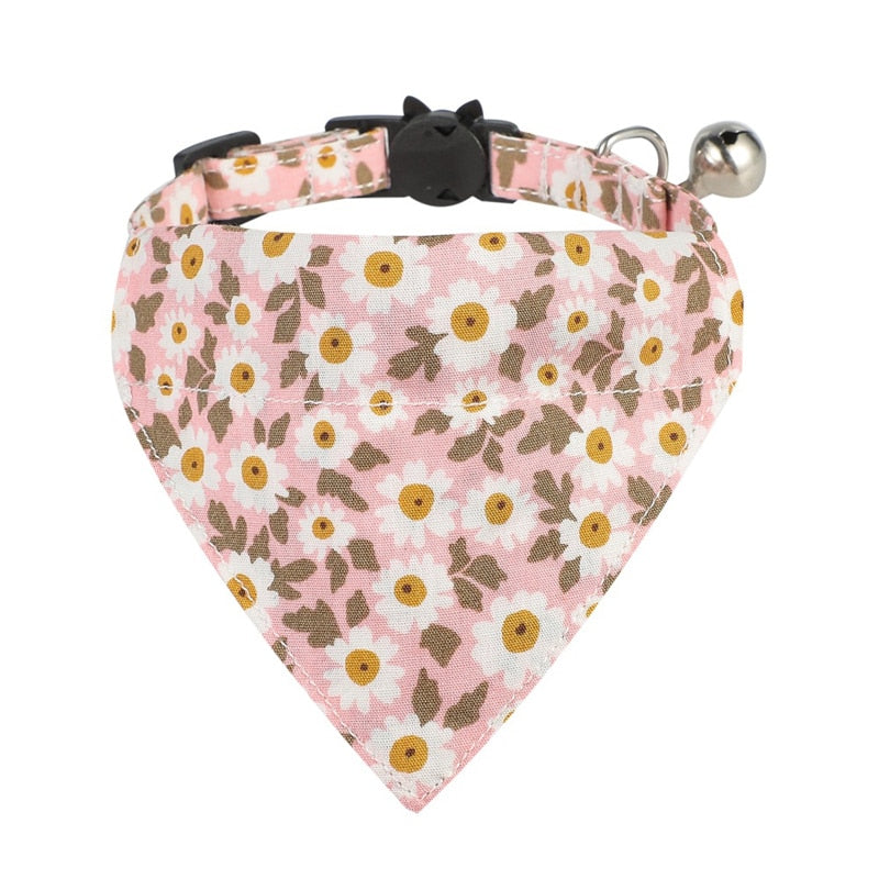 Flower Power Bandana and Bowtie Cat Collar