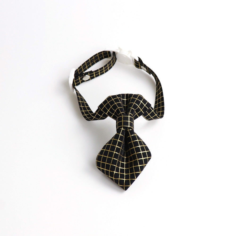 Seasonally Stylish Reflective Plaid Bowknot and Tie Cat Collar