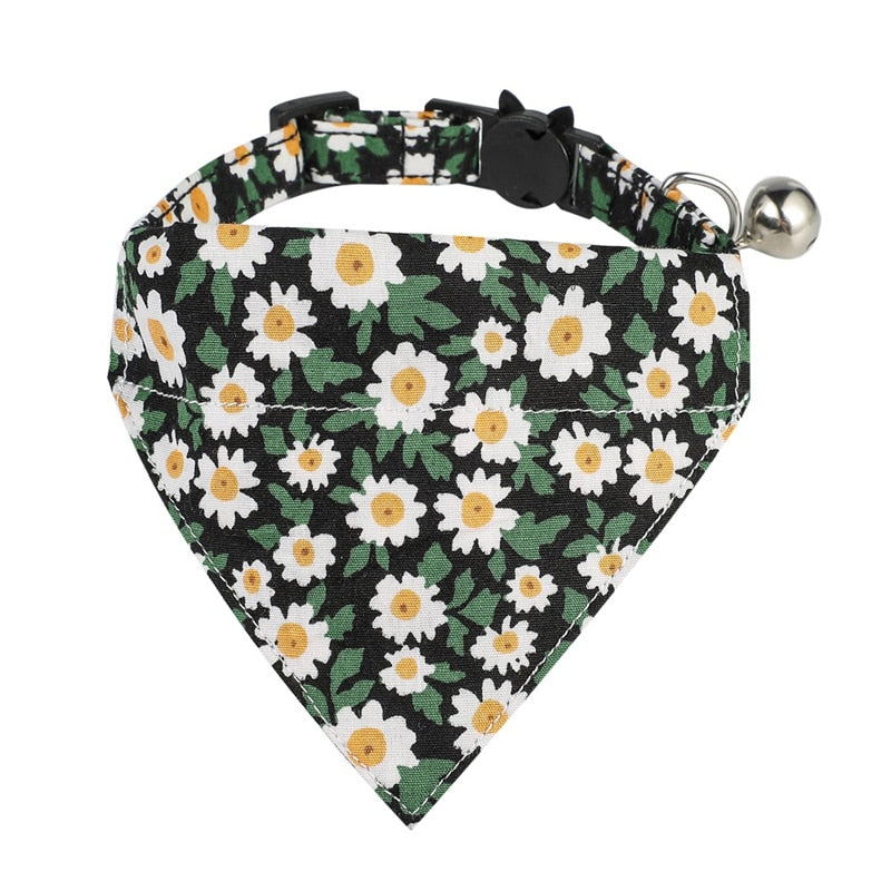 Flower Power Bandana and Bowtie Cat Collar