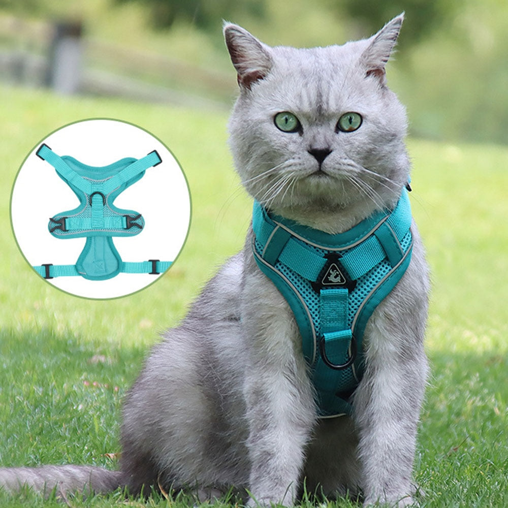 Easy Control Escape Proof Breathable Cat Harness W/ Matching Leash