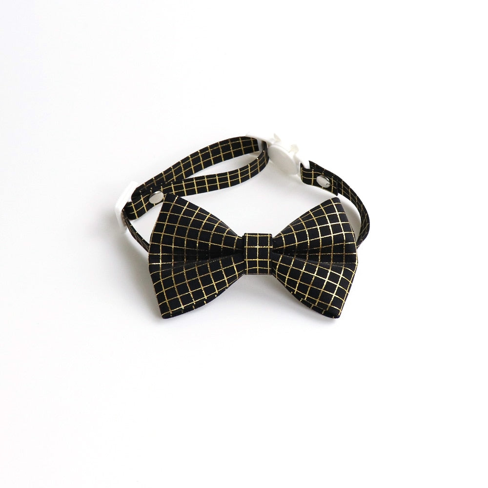 Seasonally Stylish Reflective Plaid Bowknot and Tie Cat Collar