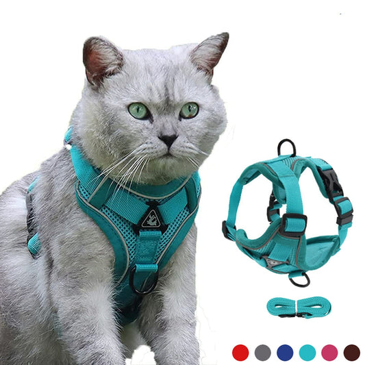 Easy Control Escape Proof Breathable Cat Harness W/ Matching Leash