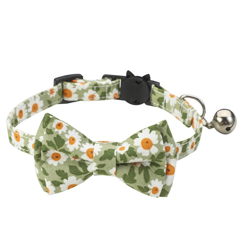 Flower Power Bandana and Bowtie Cat Collar