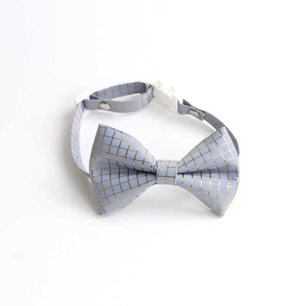 Seasonally Stylish Reflective Plaid Bowknot and Tie Cat Collar