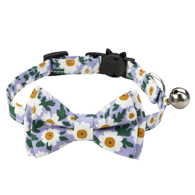 Flower Power Bandana and Bowtie Cat Collar