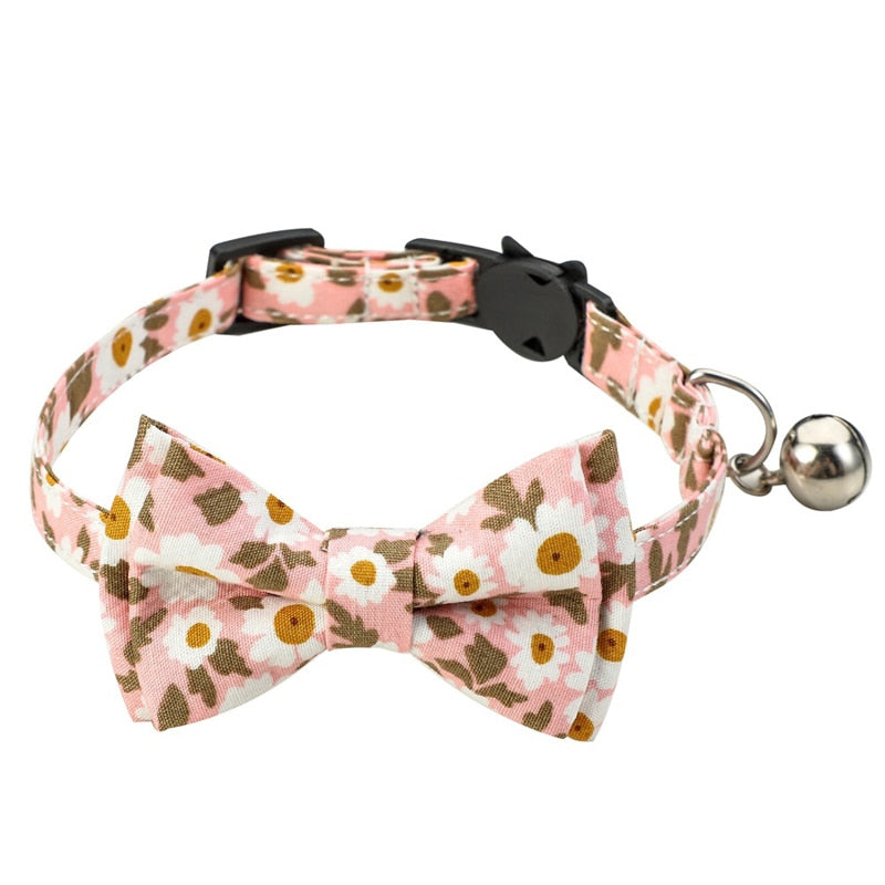 Flower Power Bandana and Bowtie Cat Collar