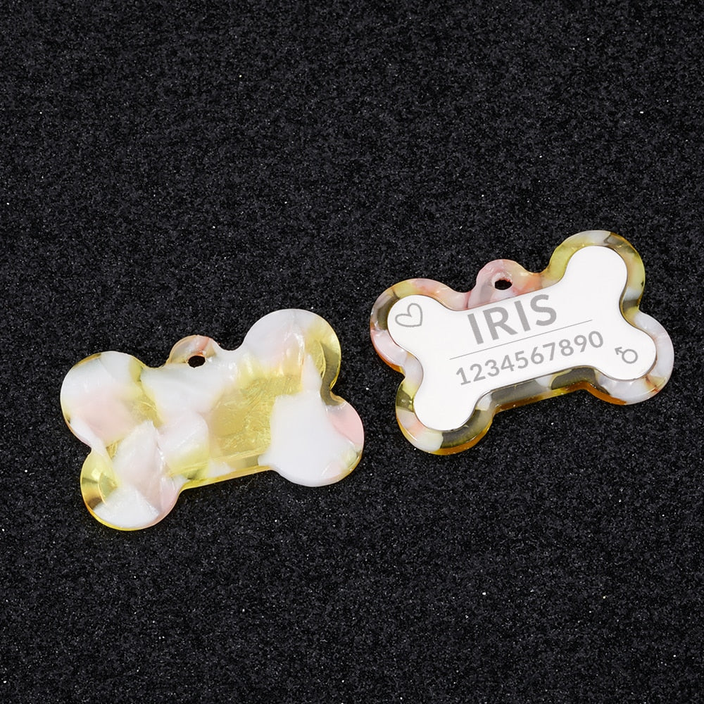 Iridescent Personalized Pet ID Tags Acrylic