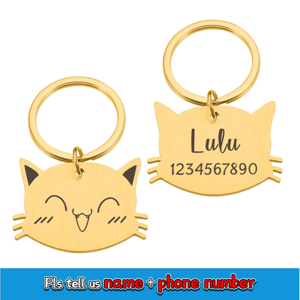 Happy Kitty Cat ID Name Tag