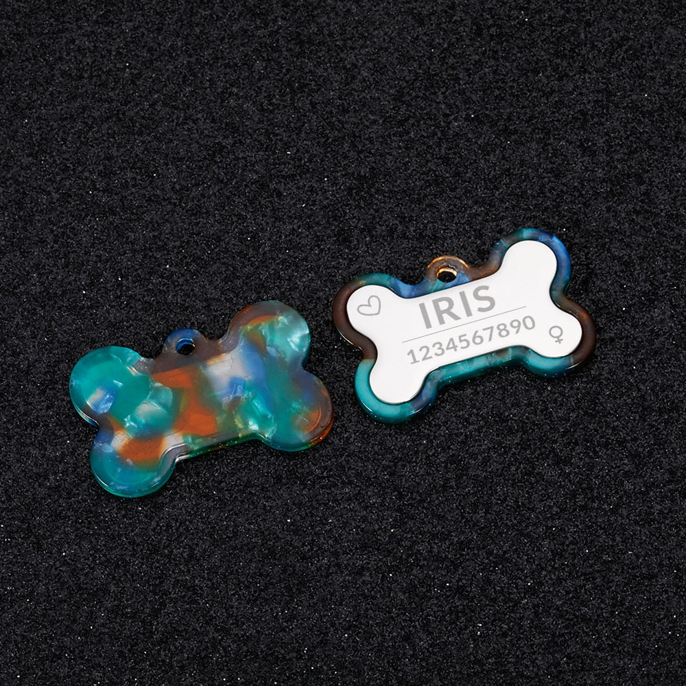 Iridescent Personalized Pet ID Tags Acrylic