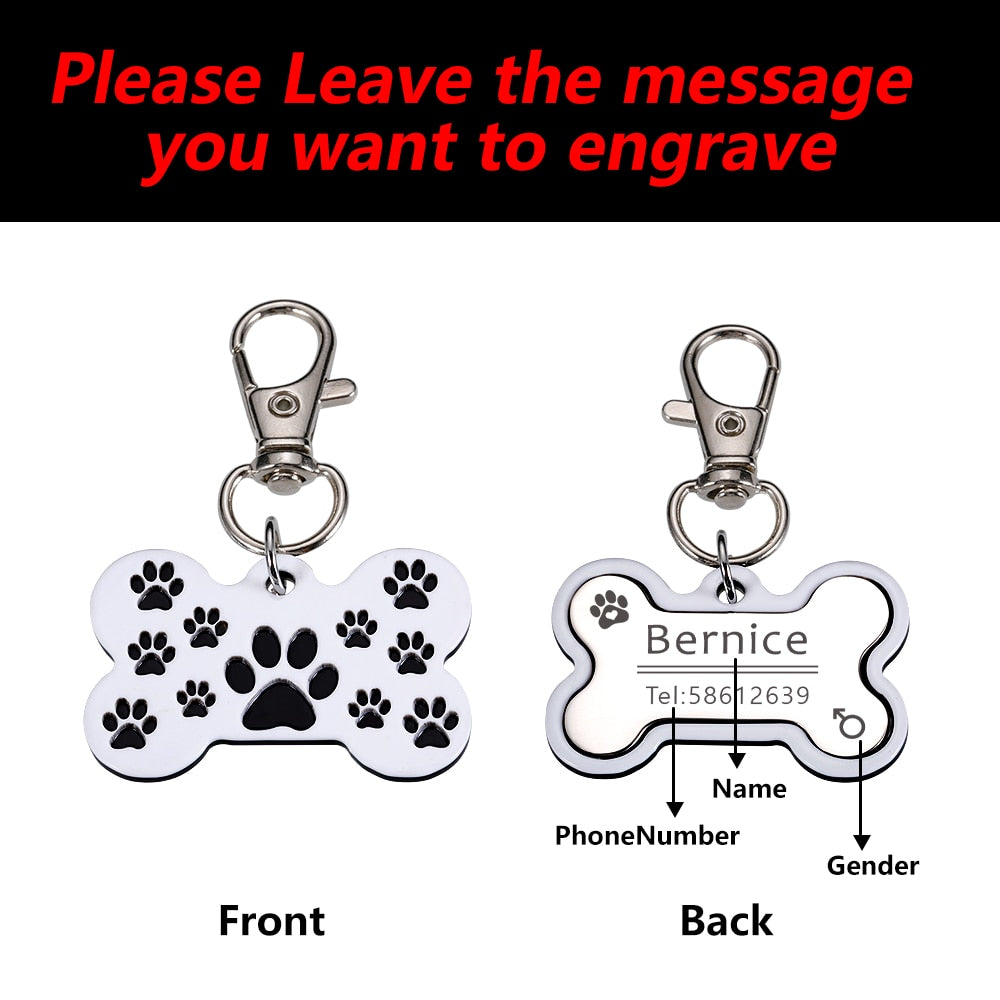 Customized Pawprint Cat ID Tag