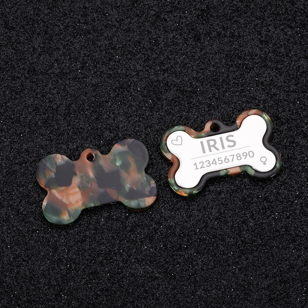 Iridescent Personalized Pet ID Tags Acrylic