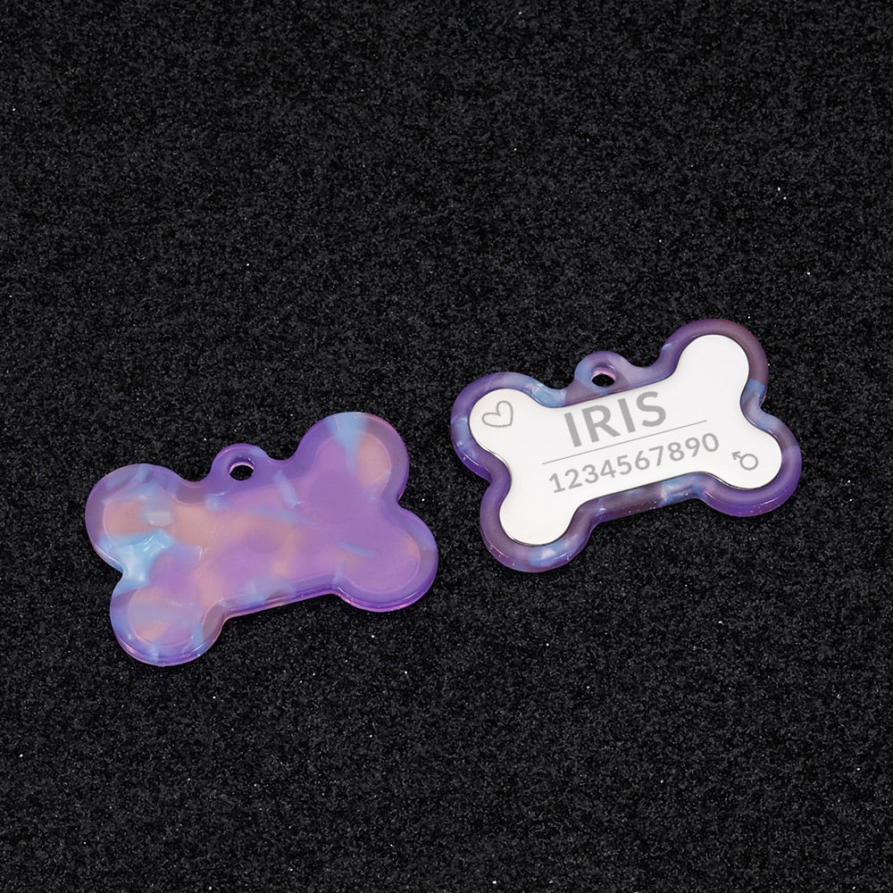 Iridescent Personalized Pet ID Tags Acrylic