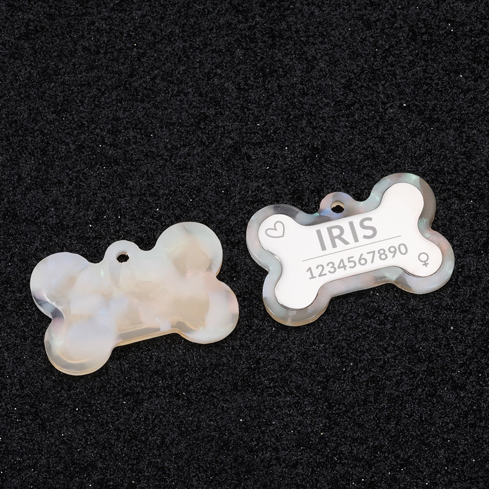 Iridescent Personalized Pet ID Tags Acrylic