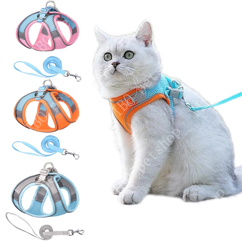 Reflective Cat Vest With Leash Adjustable