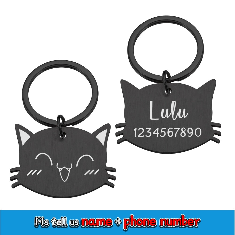 Happy Kitty Cat ID Name Tag